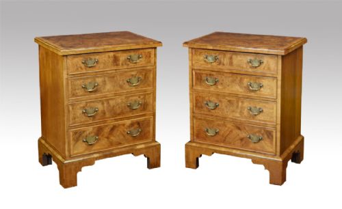 Pair of Small Walnut Chests of Drawers