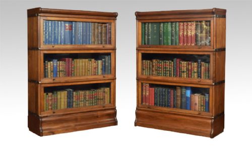 Pair Mahogany Globe Wernicke Three Section Bookcases