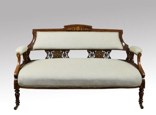 Edwardian Inlaid Rosewood Two Seater Settee