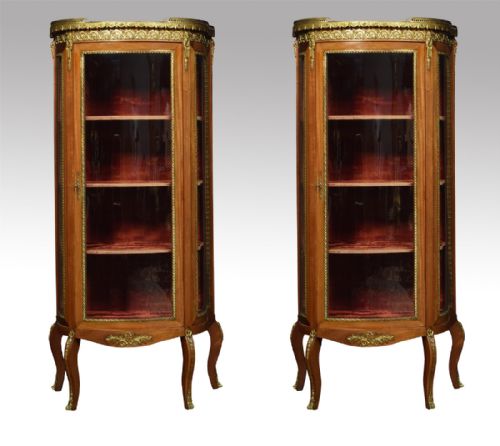 pair of late 19th century single door display cabinets - CATEGORY: ANTIQUE CABINETS - DATED 1900