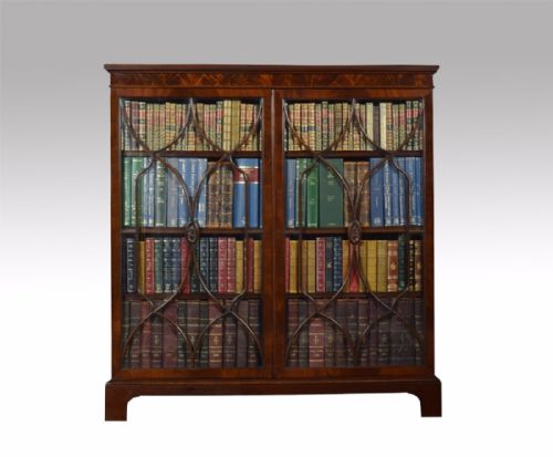 Mahogany Two Door Glazed Display Bookcase