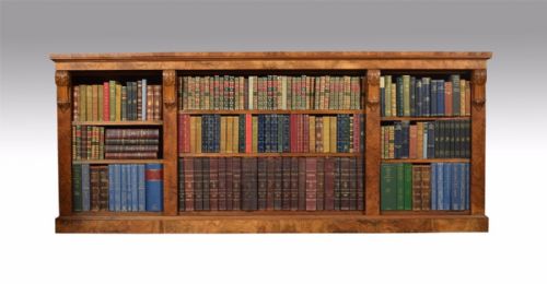 Large Victorian Figured Walnut Open Bookcase