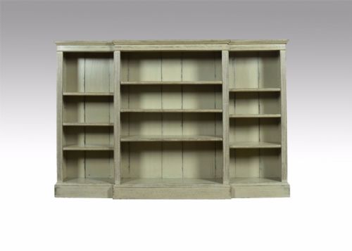 Large Painted Breakfront Open Bookcase