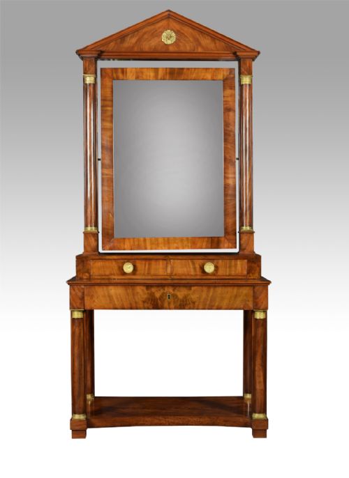 French Empire Figured Mahogany Dressing Table