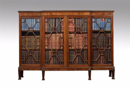 Mahogany Breakfront Four Door Glazed Bookcase