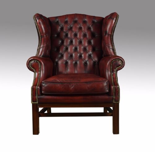 Leather Upholstered Wingback Armchair
