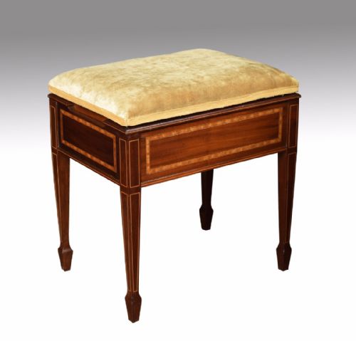 Mahogany Inlaid Ajustable Piano Stool