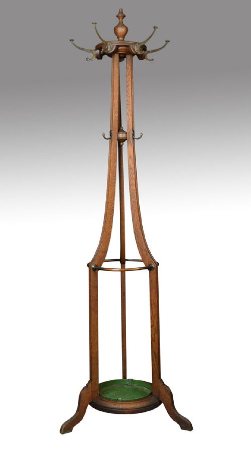 Art Nouveau Oak Coat Stand