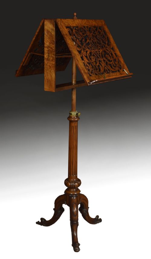 19th Century Burr Walnut Music Duet Stand