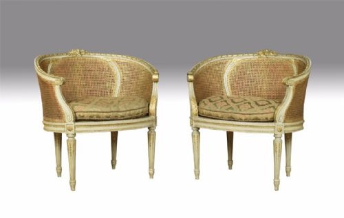 Pair of French Louis XVI Style Tub Armchairs
