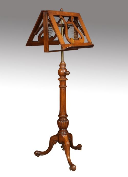 19th Century Mahogany Lyre Duet Music Stand