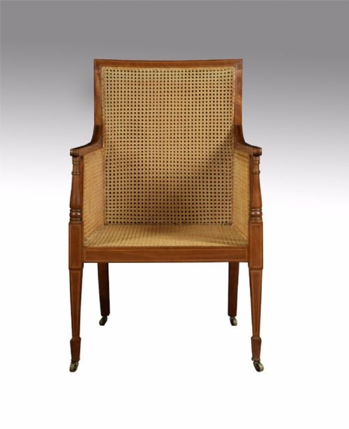 Edwardian Mahogany Bergere Armchair