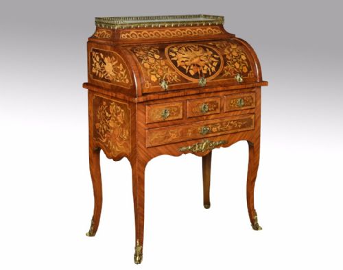 French Louis XV Revival Marquetry Bureau