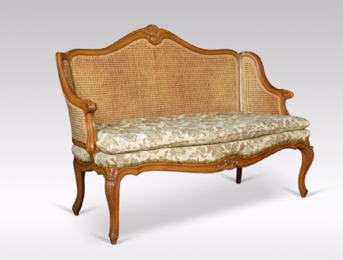 Louis XV Style Double Caned Bergere Settee