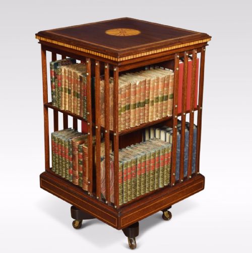 Edwardian Mahogany Inlaid Revolving Bookcase