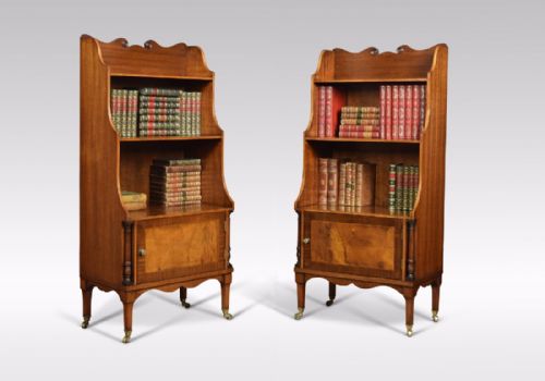 Pair of Sheraton Revival Mahogany Waterfall Bookcase