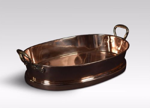 Large Heavy Copper Oval Baking Dish, Saute Pan or Paella Dish