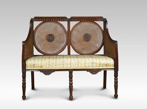 Double Caned Bergere Settee