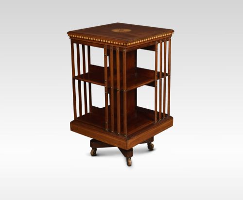 Edwardian Mahogany Inlaid Revolving Bookcase
