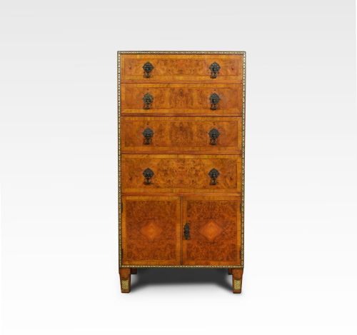 Figured Walnut and Parcel Gilt Tallboy