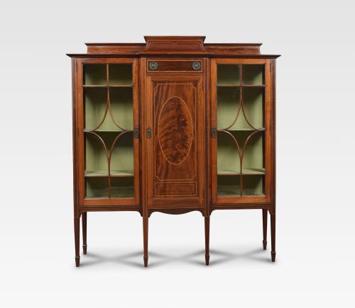 Edwardian Mahogany Breakfront Display Cabinet