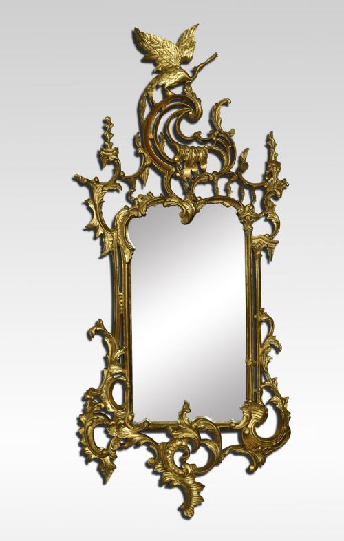 Chinese Chippendale Style Gilt Framed Wall Mirror