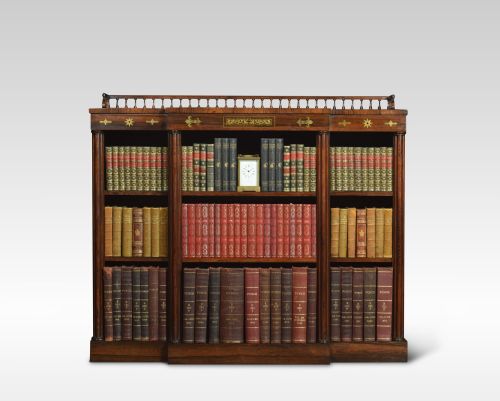 Regency Dwarf Rosewood Brass Inlaid Open Bookcase