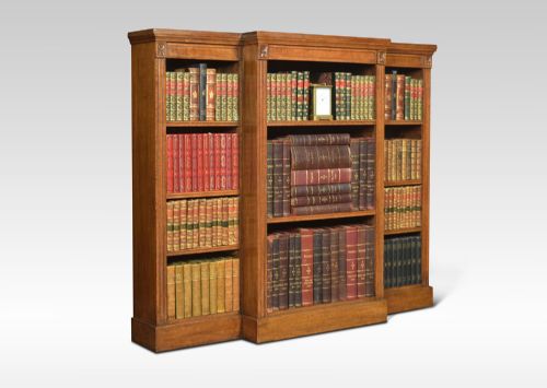 Oak Breakfront Open Bookcase