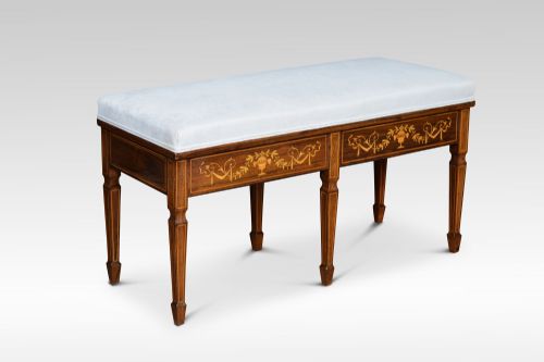19th Century Rosewood Inlaid Duet Stool