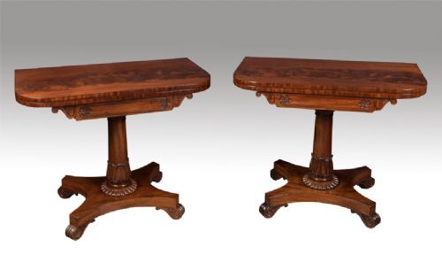 Pair of William IV Mahogany Card Tables