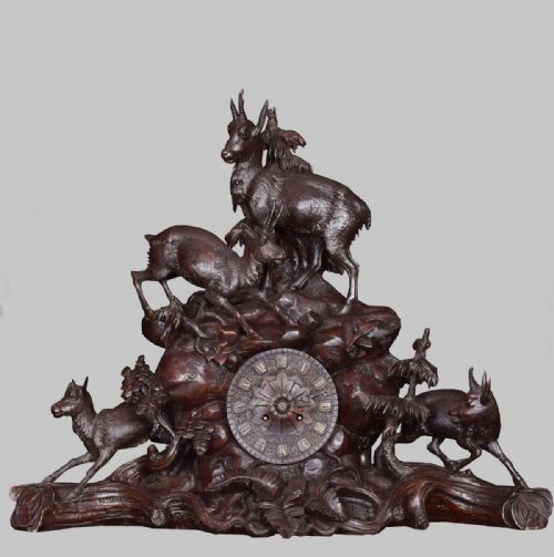 fig 1. Rare 19th Century Black Forest Mantel Clock set