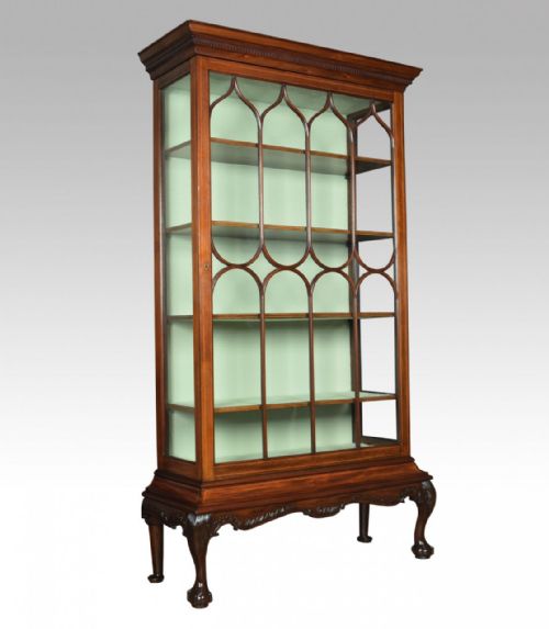 Large Chippendale Revival Single Door Display Cabinet