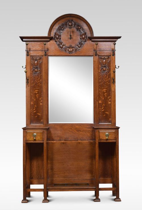 19th Century Carved Oak Hall Stand