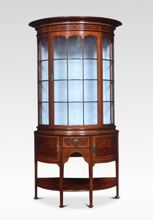 Mahogany Sheraton Revival Bowed Display Cabinet