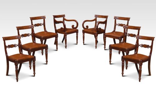 Set of Eight William IV Mahogany Dining Chairs