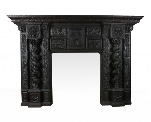 Monumental Carved Oak Fireplace