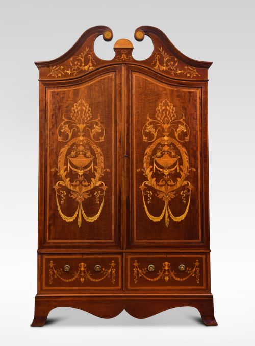 Late 19th Century Mahogany Two Door Inlaid Wardrobe