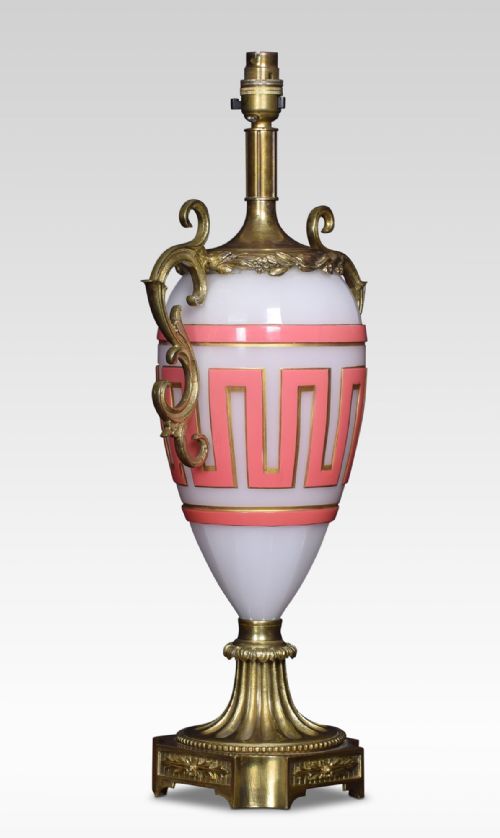 French Glass and Gilt Brass Mounted Table Lamp