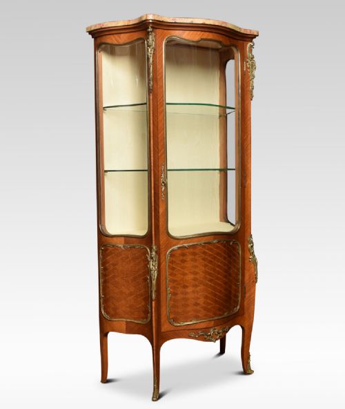 French Serpentine Walnut and Kingwood Vitrine