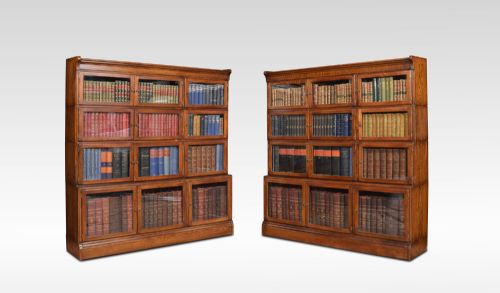 Pair of Large Oak Sectional Bookcases