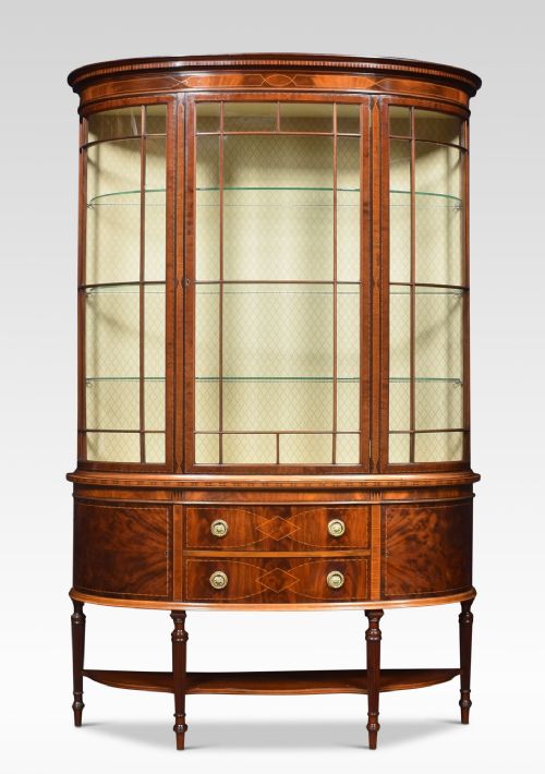 Mahogany Inlaid Bow Fronted Display Cabinet
