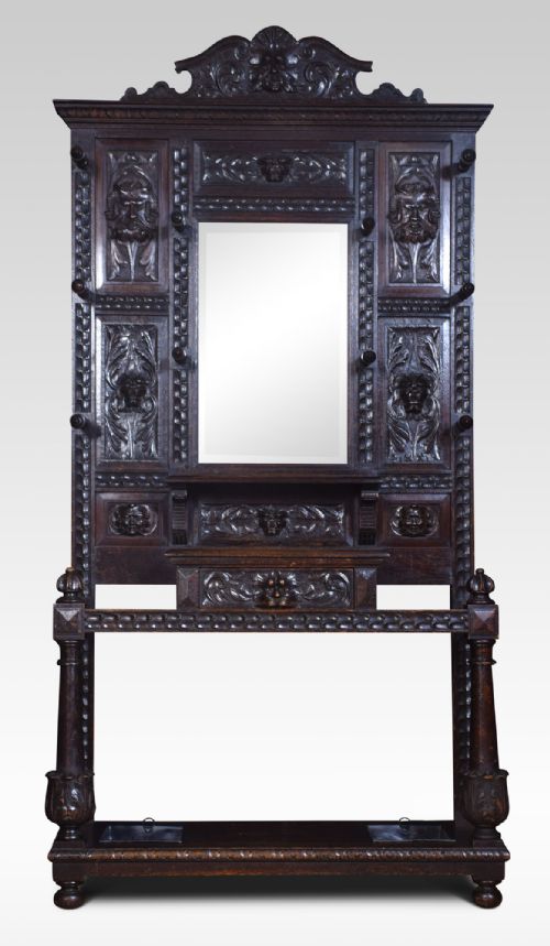 Carved Oak Hall Stand