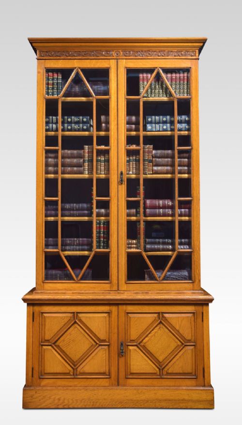 Golden Oak Two Door Bookcase