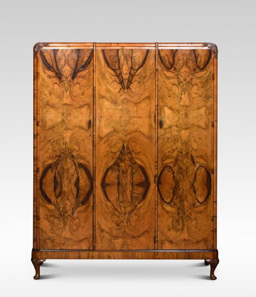 Walnut Three Door Compactum Wardrobe