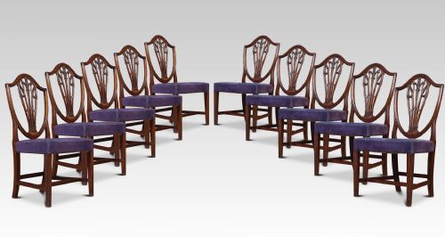 Set of Ten Mahogany Shield Back Dining Chairs