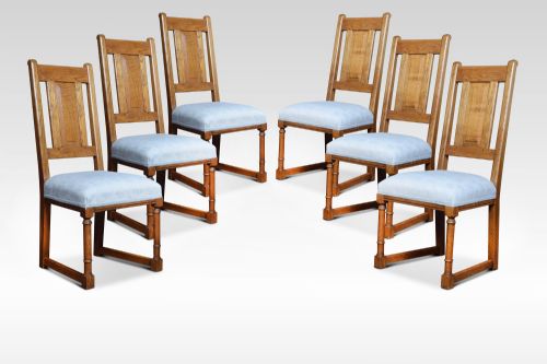 Set of Six Oak High Back Dining Chairs
