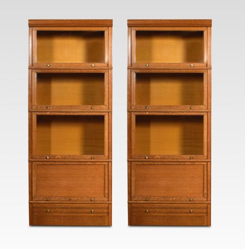 Pair of Large Oak Four Sectional Bookcases