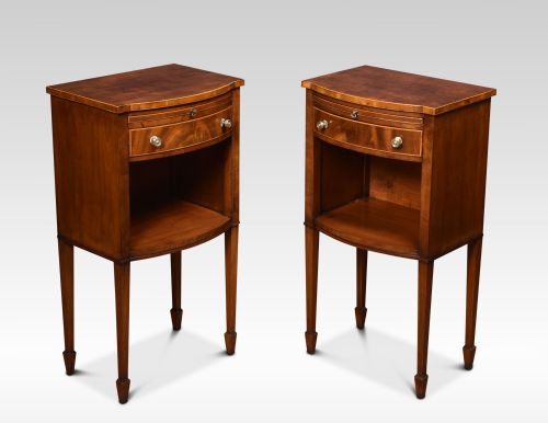 Pair of Edwardian String Inlaid Bedside Table