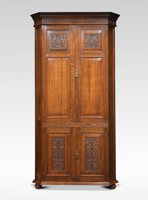 Substantial Country House Oak Floor Standing Corner Cupboard