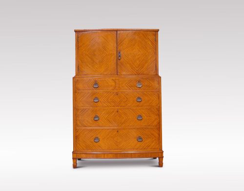 Satinwood Bow Fronted Tallboy